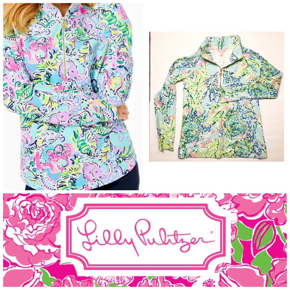 Lilly Pulitzer Blue/Green Pullover Size XS Athleisure Casual weekend Travel